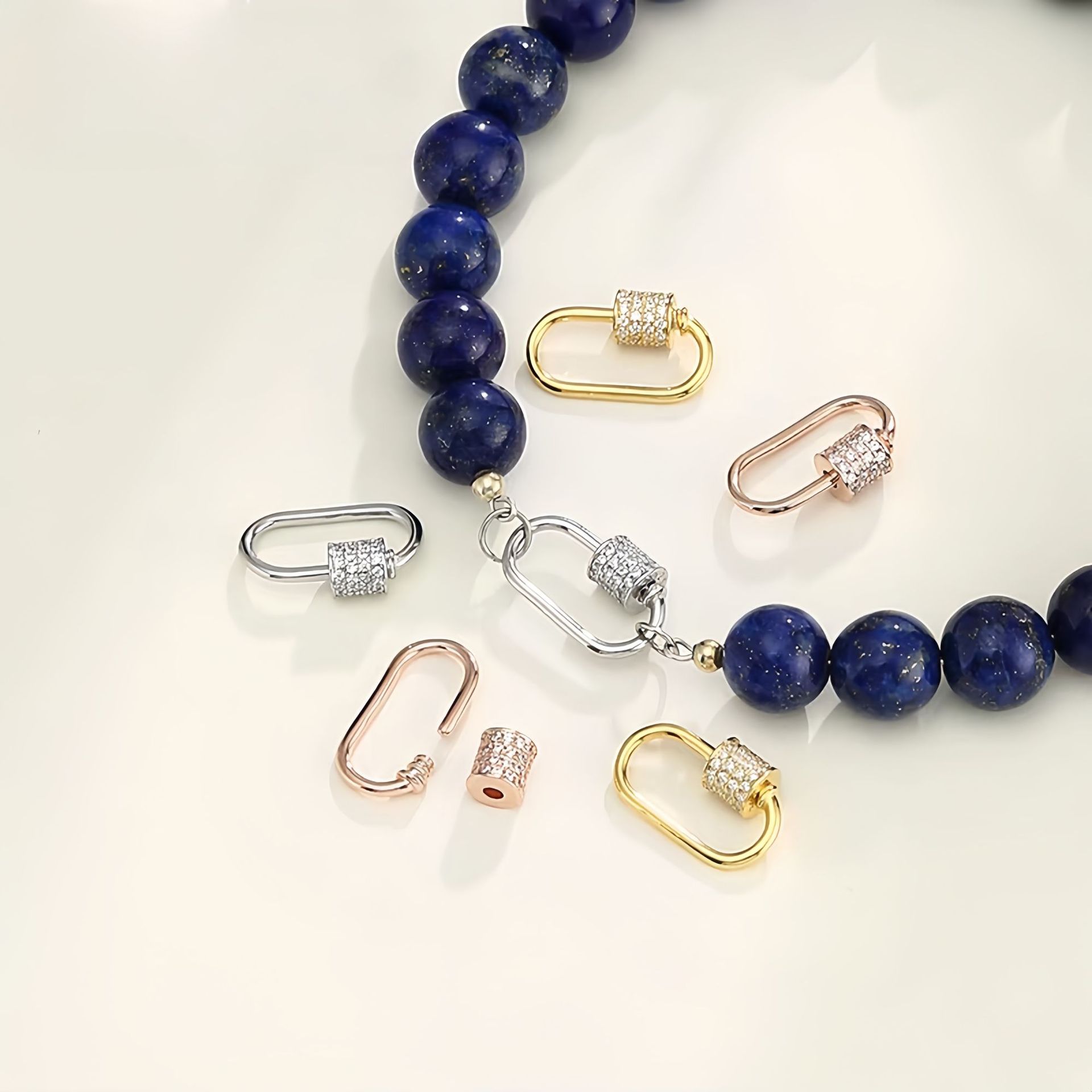 跨境外贸AAA高档锆石心形螺纹扣吊坠微镶铜电镀金多款单吊坠饰品详情15