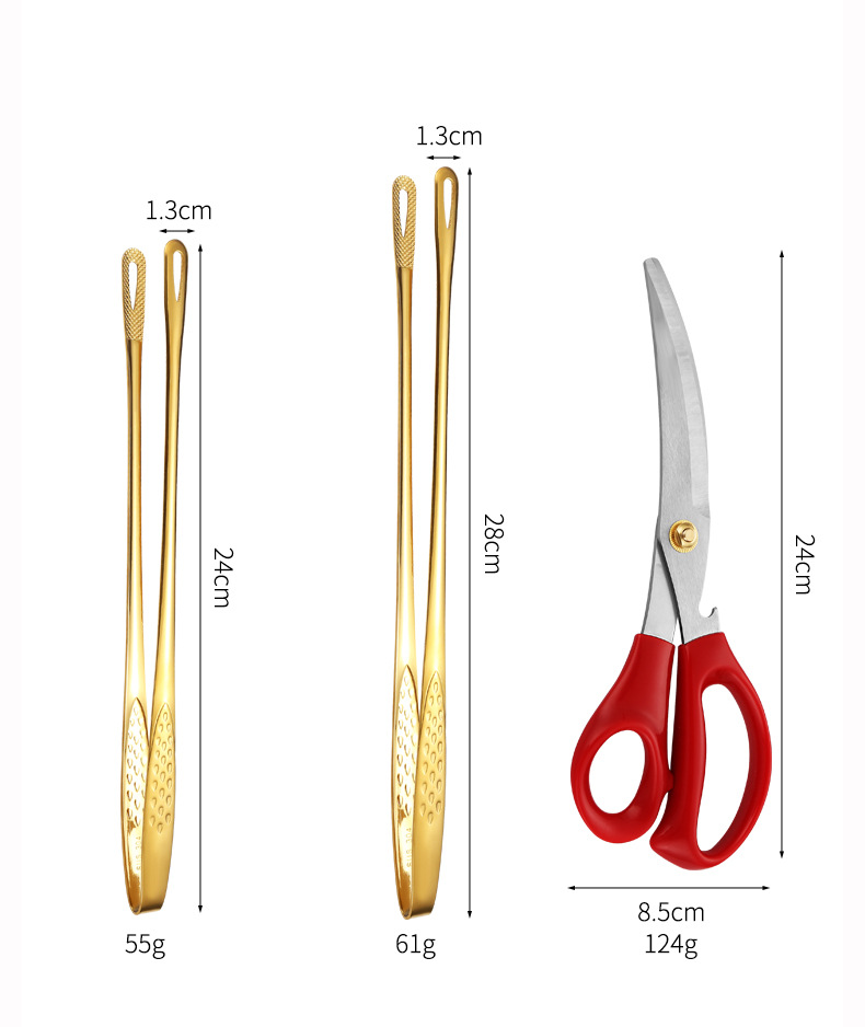 304不锈钢烤肉夹韩式烧烤夹牛排夹烤肉剪刀酒店自助餐食品夹详情11