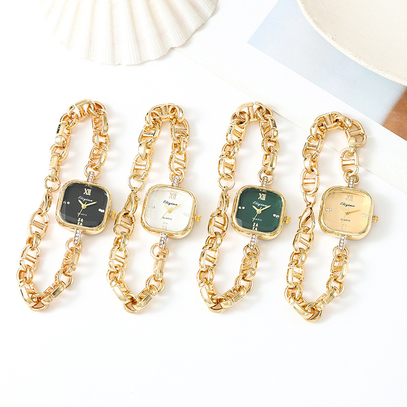 现货高级感小众设计女士腕表轻奢镶钻方形石英女休闲时尚手链表详情1