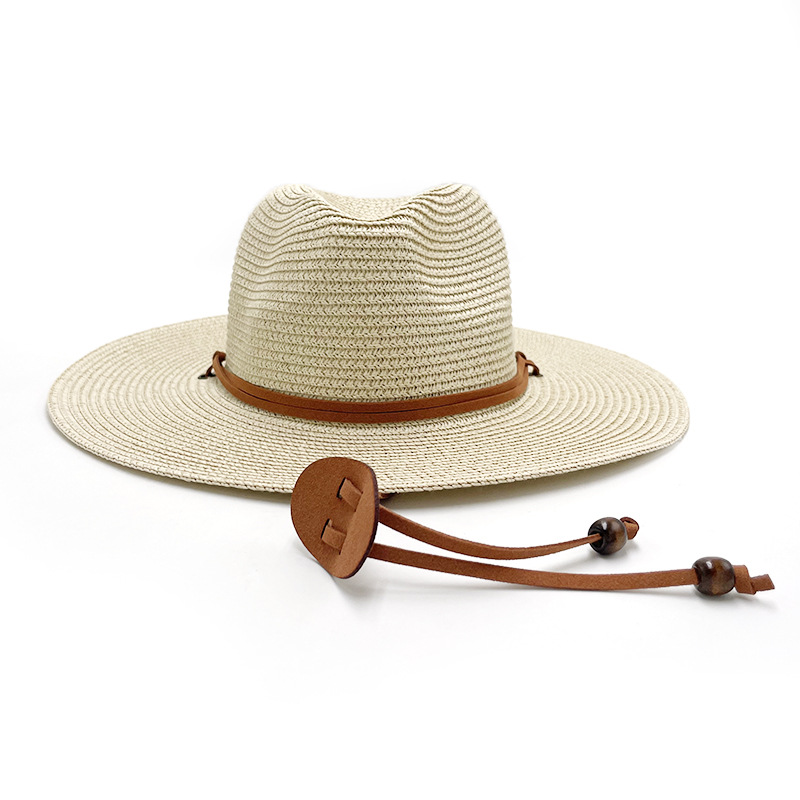 跨境爆款夏季草帽韩国绒绳巴拿马礼帽男女牛仔遮阳防晒帽子详情21