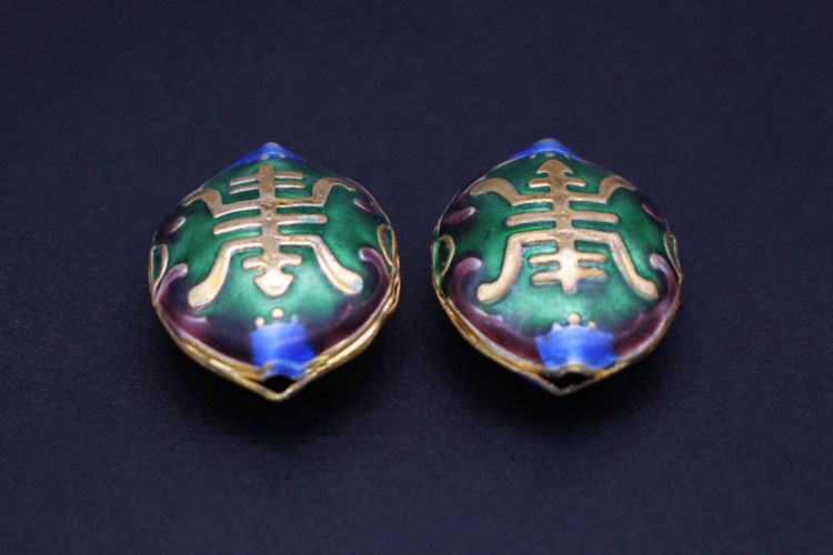 Traditional high-temperature enamel mechanism silver-blue ancient-style jewelry accessory, back cloud partition bead cloisonne 27*21 walnut longevity character pic 4
