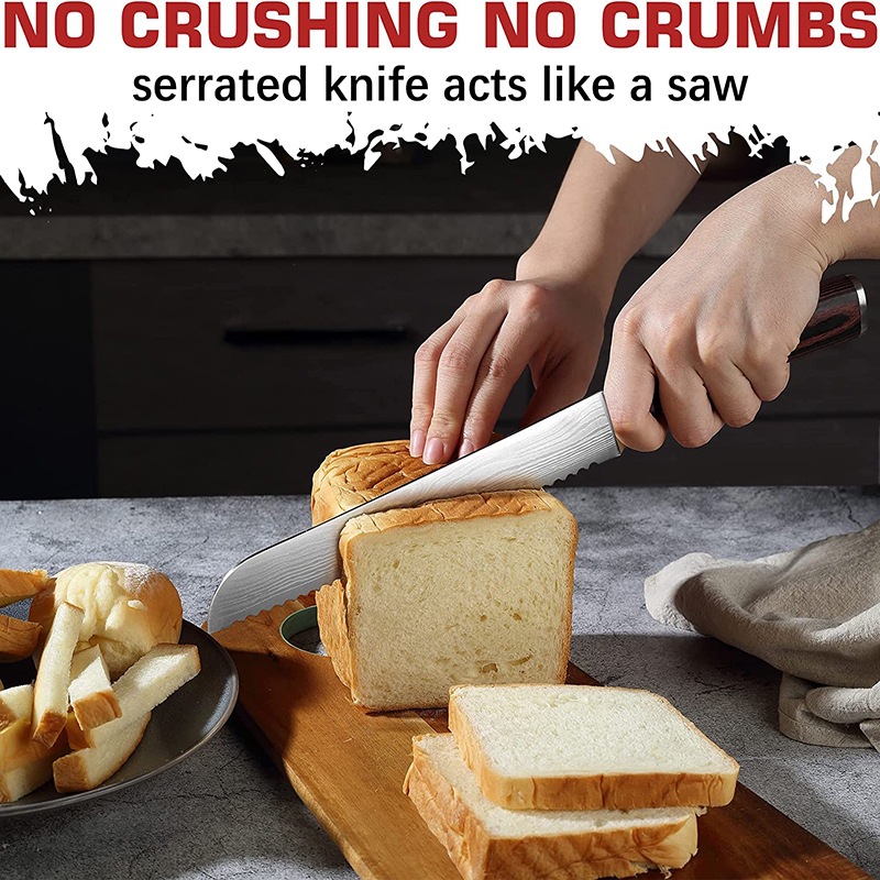 A set of 5 best-selling Japanese kitchen knives, chef knives, bread knives, Santoku knives and Damascus knives on Amazon pic 5