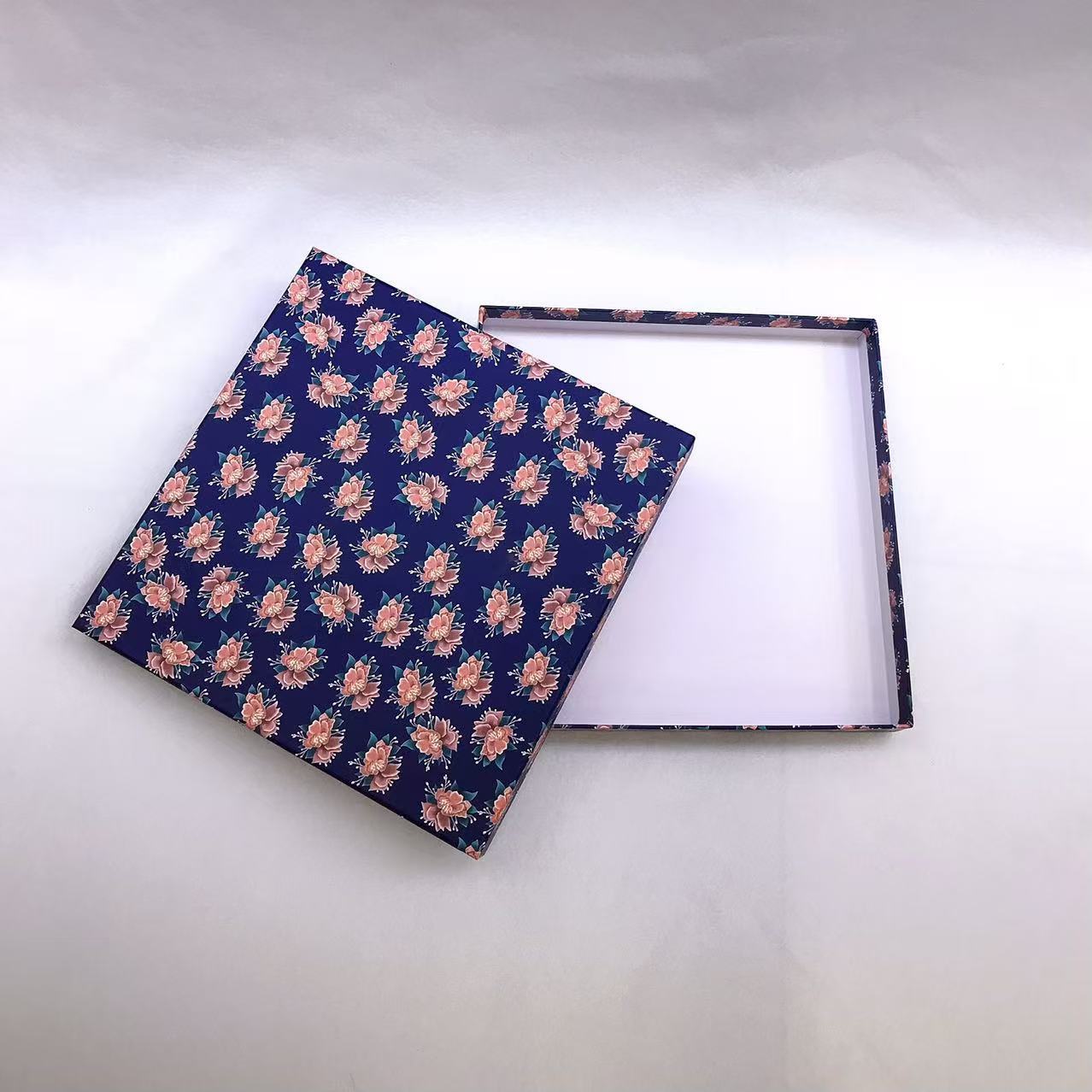 深蓝色印花系列丝巾盒围巾盒子包装盒空盒现货供应详情10