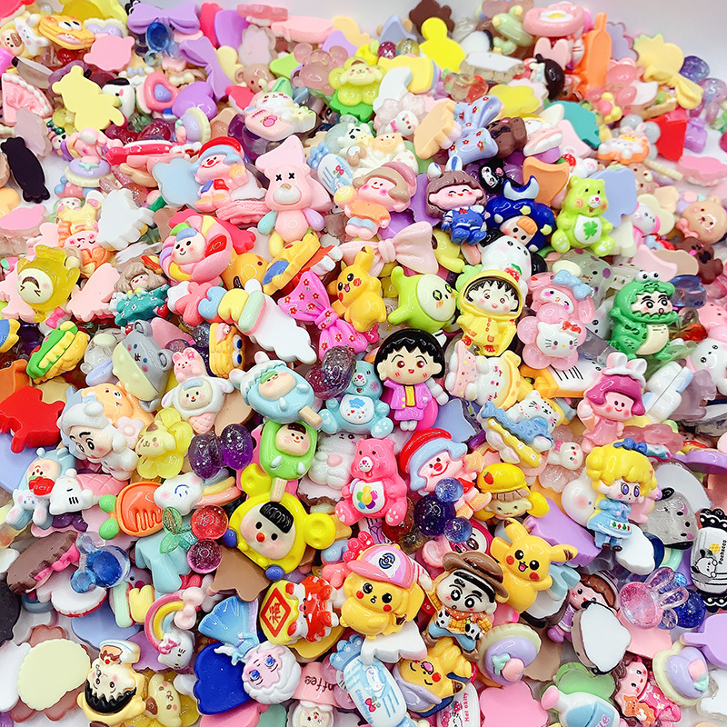 混款卡通批发树脂饰品配件 diy手机壳奶油胶发卡头绳手工发夹贴片详情3