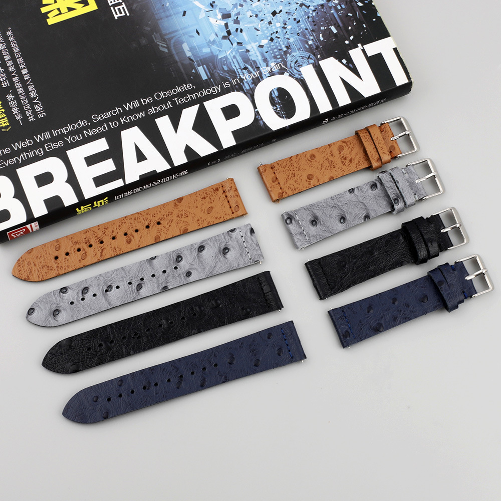 Ostrace-patterned genuine leather double-layer trimmed strap, smartwatch mechanical hand strap, calfskin strap, lugs bracelet pic 15