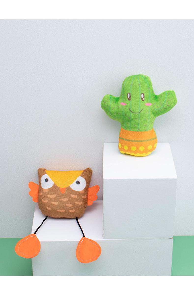 跨境新品猫咪毛绒玩具猫头鹰仙人掌造型猫咪自嗨猫薄荷毛绒玩具详情12