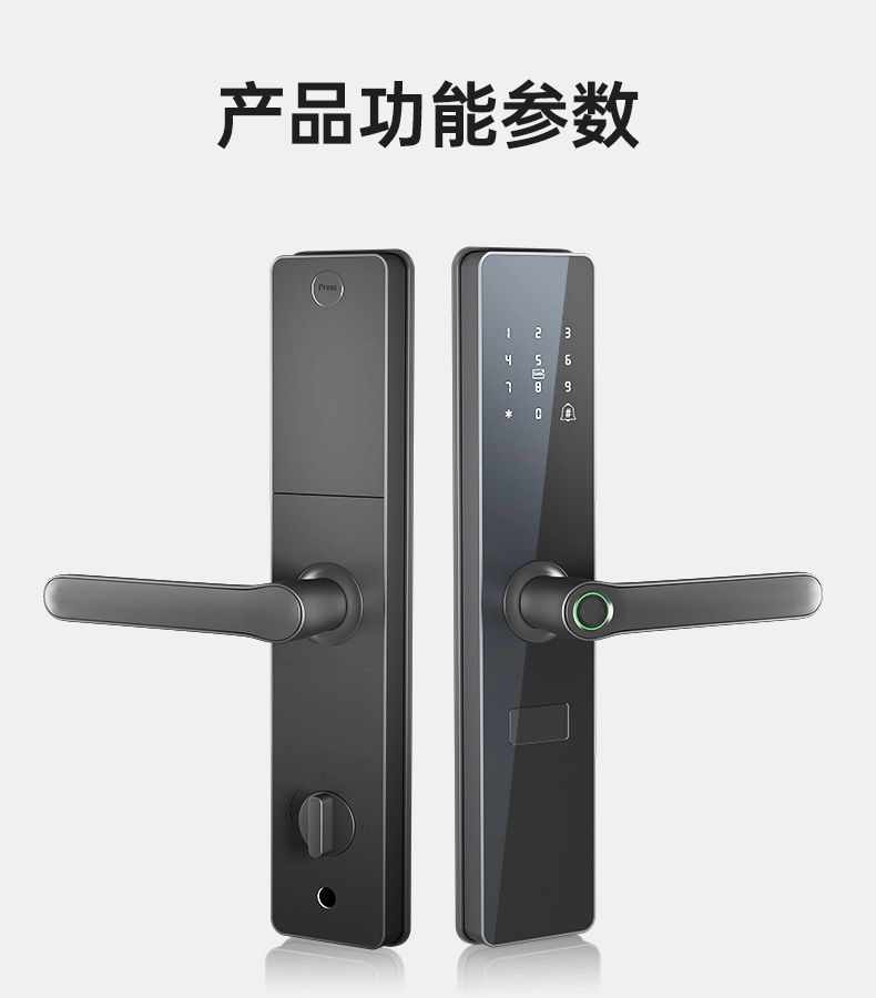 Black smart doorlock, fingerprint padlock, hand-held handle smart lock doorlock pic 13