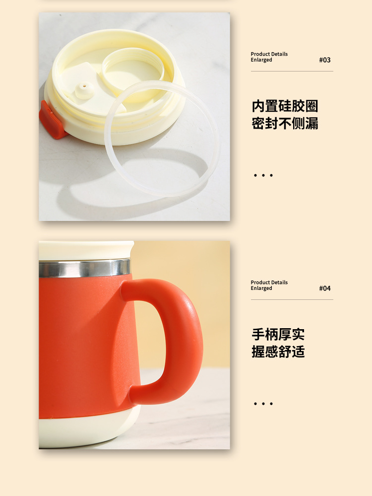 Stainless steel tea cup, mug, high appearance level water cup, tea water separation cup, large capacity, can be connected to hot water, insulated cup pic 16
