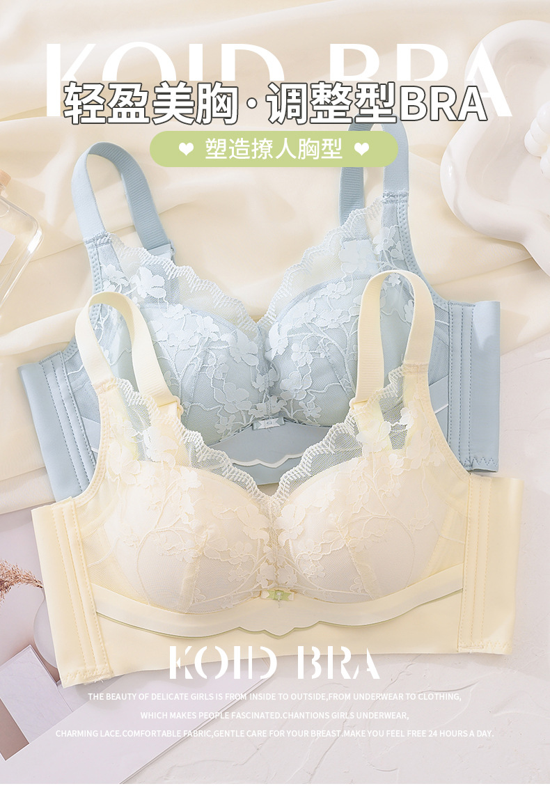 莫代尔内衣女小胸聚拢夏季薄款透气收副乳防下垂无钢圈蕾丝文胸罩详情1