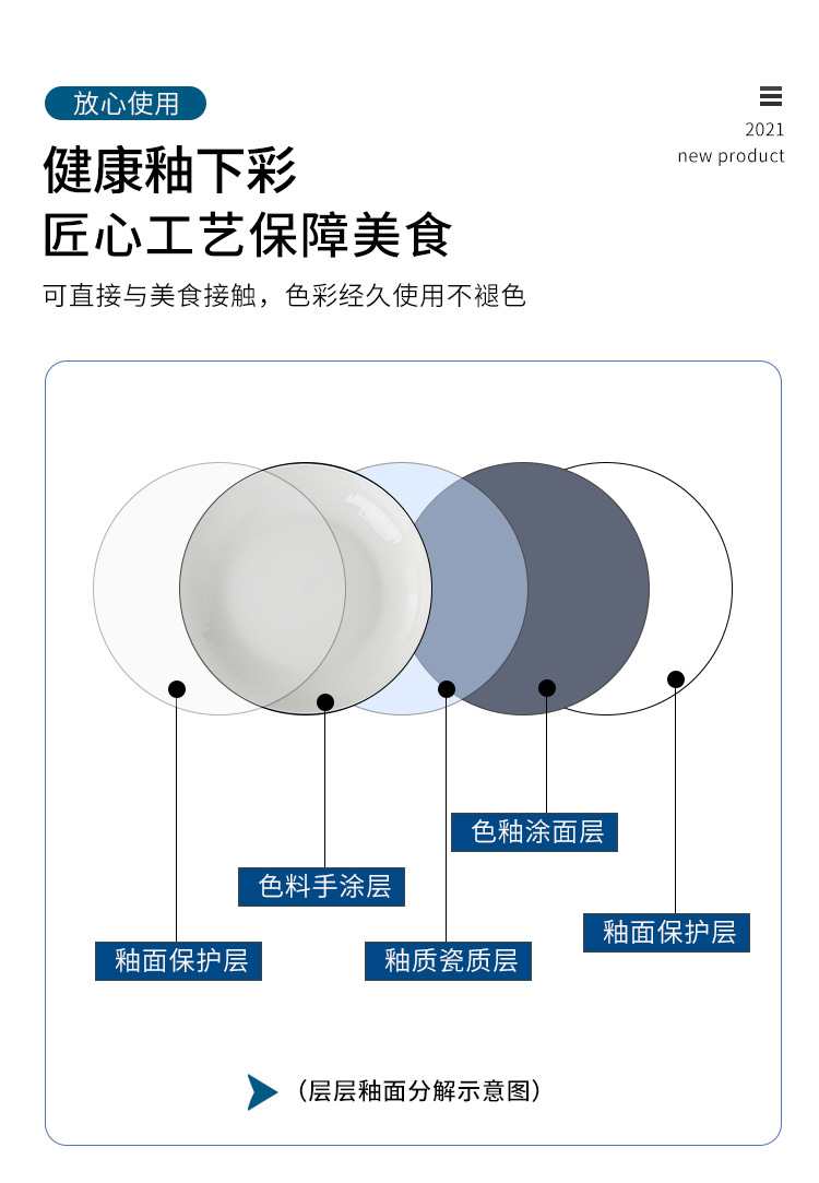 竖纹防滑轻奢家用陶瓷餐具套装碗盘碟面汤碗鱼盘自由组合礼品详情9