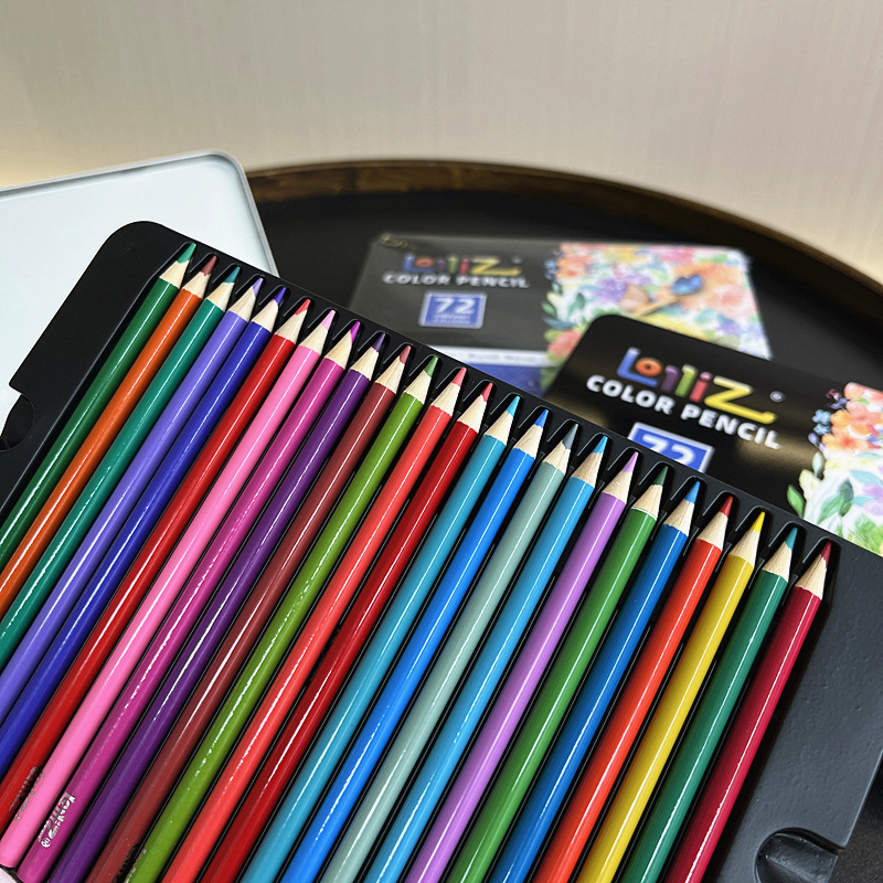 跨境外贸素描油性彩铅绘画美术彩色铅笔50/72色铁盒装画笔彩笔套详情17