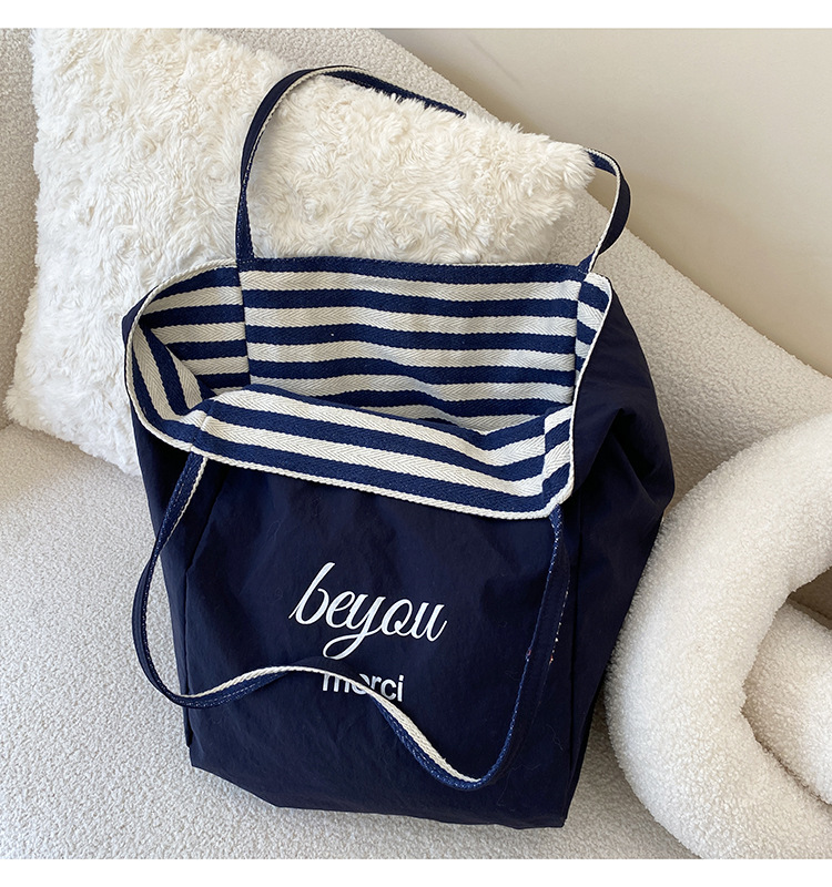Striped canvas bag, 2024 new Korean-style ins tote casual bag, single-shoulder large-capacity tote bag shopping bag pic 41