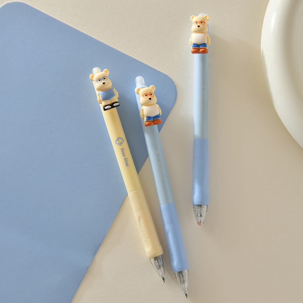 Chenxi Glasses Bear is so good. It can be erased by pressing. The gel pen has a soft grip and a crystal blue pen core. It has a high appearance level. The practice pen is ST smooth pic 9