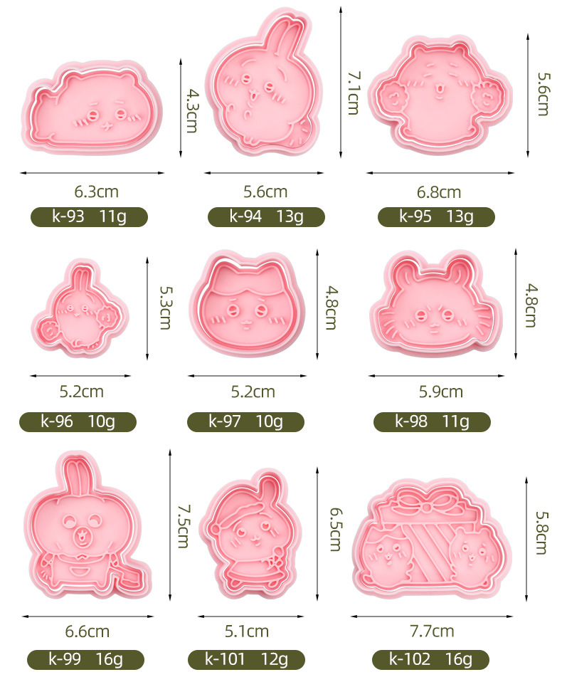新款3D卡通仿真饼干模具小八乌萨奇吉伊卡哇曲奇按压切模烘焙工具详情6