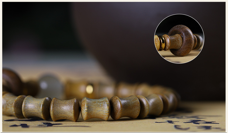 Original green sandalwood bracelet for women, forest style student finger winding soft cultural play Buddhist prayer beads, sandalwood bamboo joint single circle judge bracelet pic 7