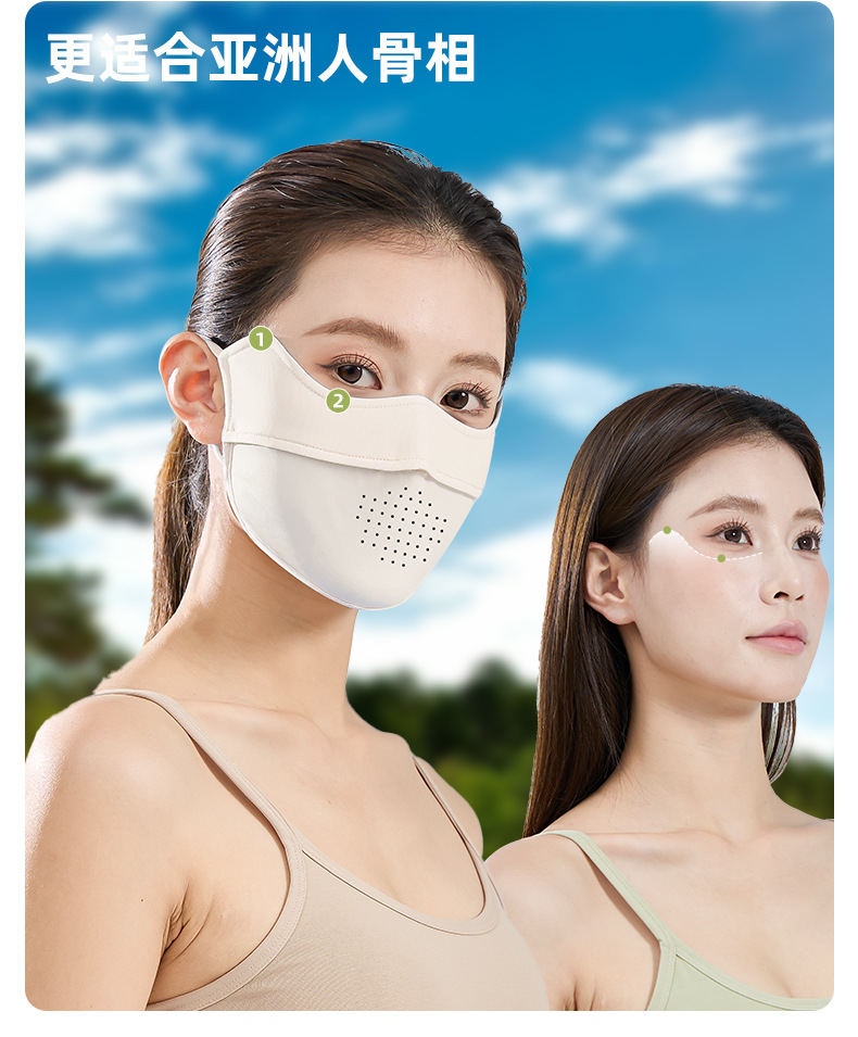 定制加工夏季防晒口罩女高颜值防紫外线面罩护眼角冰丝透气脸基尼详情11