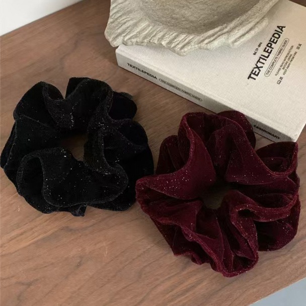 Autumn and winter glittering velvet Starry Sky Large Intestine hair band, high-end and elegant velvet band, hair tie, rubber band, hair accessory pic 4