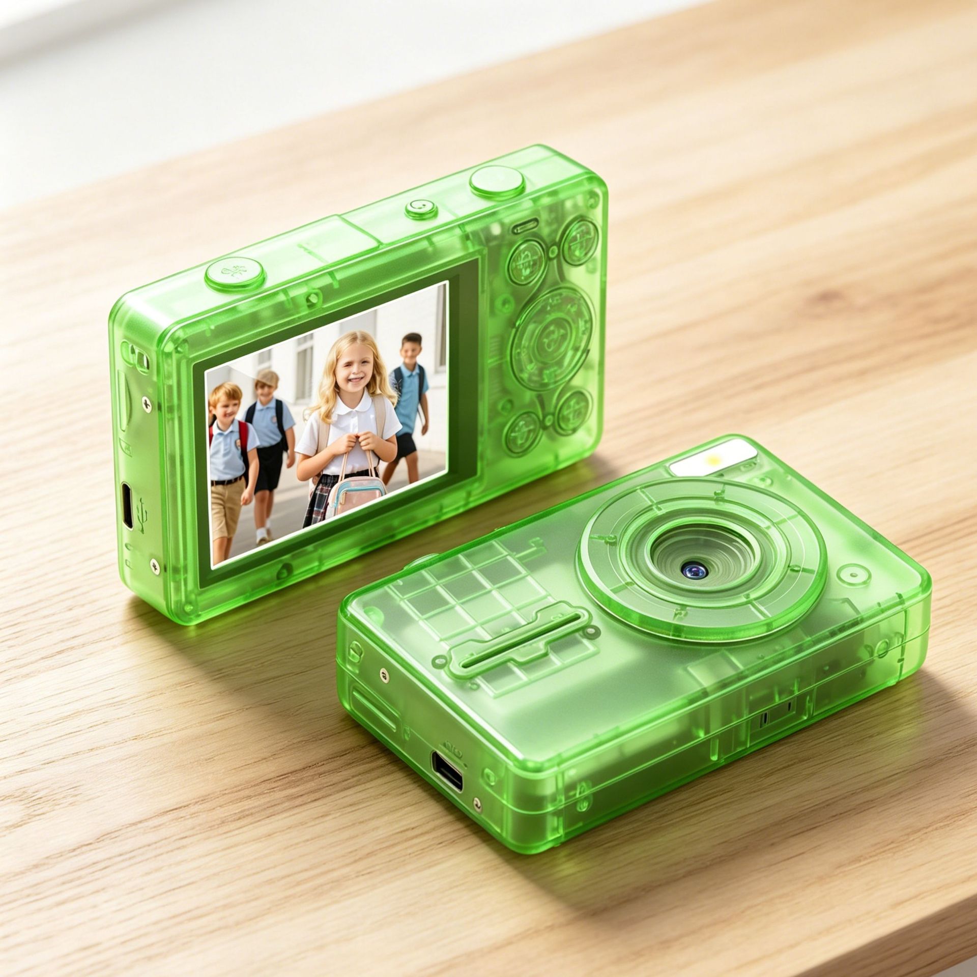 Transparent shell CCD digital camera, thumb camera, AR function, retro camera pic 9