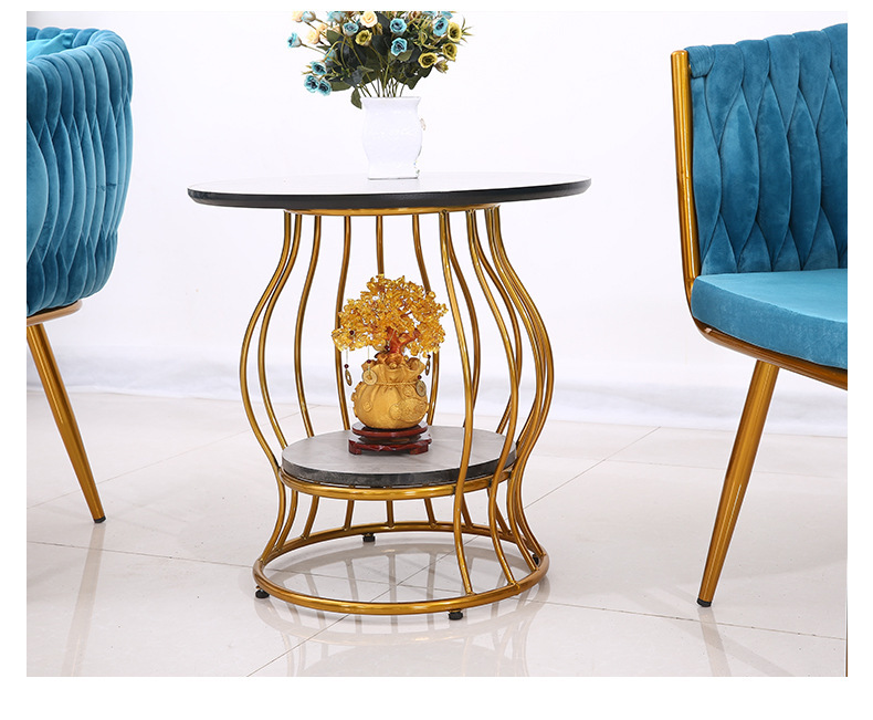 北欧风家用餐椅家具铁艺绒布靠背座椅西餐厅咖啡厅休闲设计师桌椅详情16