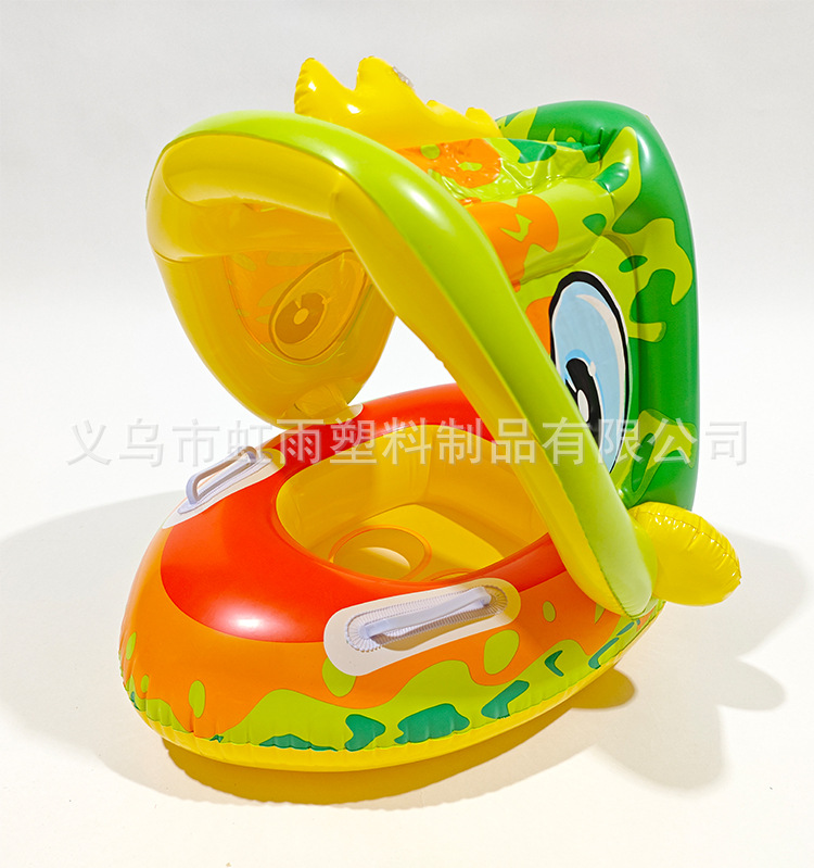 恐龙防晒带遮阳蓬座圈游泳圈儿童男女童加厚卡通方向盘1-3岁坐圈详情2