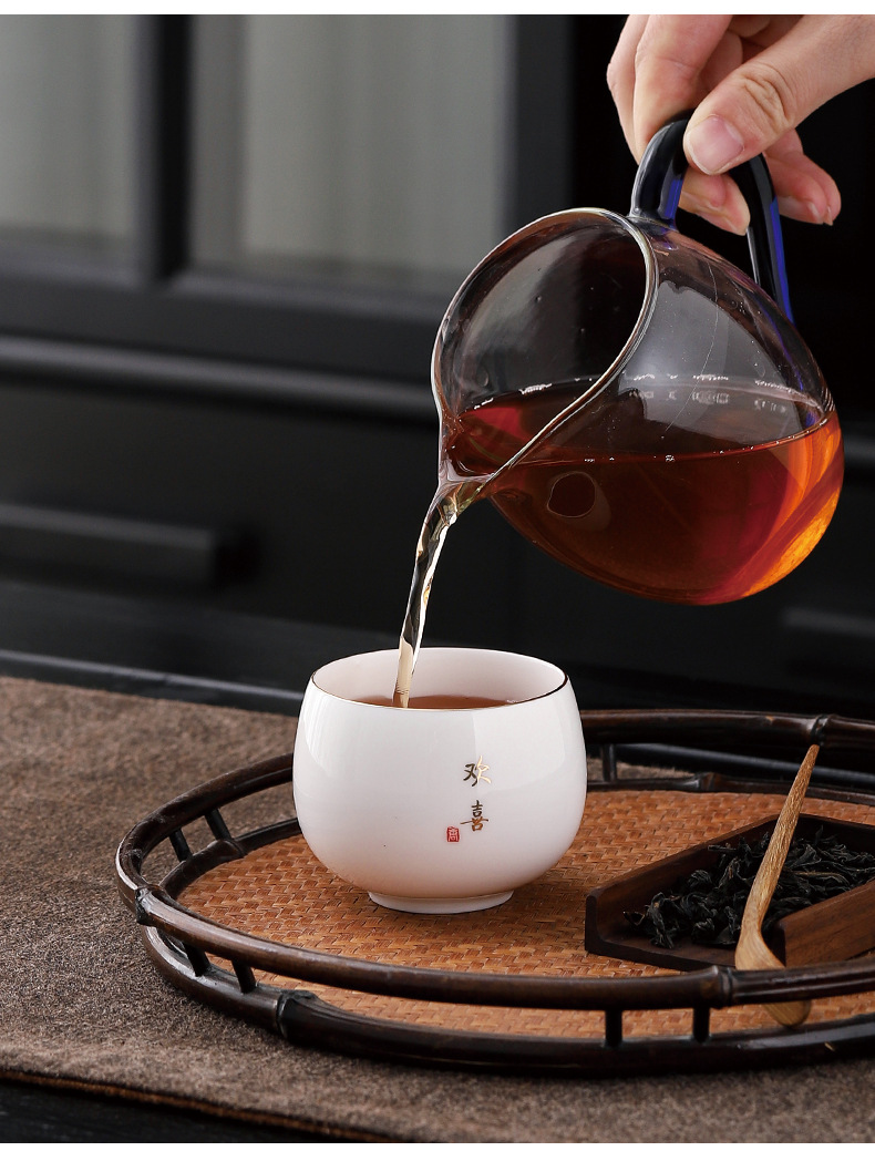 陶瓷主人杯单杯羊脂玉白瓷茶具品茗杯家用茶杯百家姓刻字logo礼品详情3