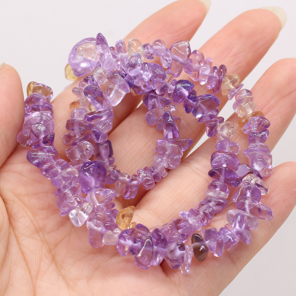 Wholesale of semi-finished DIY jewelry and handcrafted accessories made from natural crushed stone, amethyst and fluorite raw stones, beads with holes pic 19