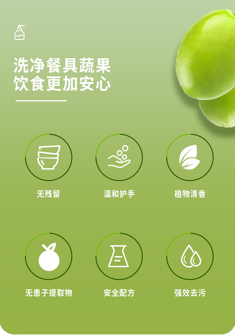 无患子浓缩洗洁精500g不伤手厨房清洁剂果蔬餐具净易漂洗整箱批发详情2