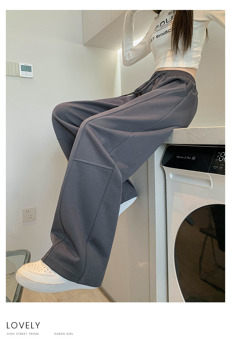 美式弯刀阔腿裤女春秋2025新款高腰宽松直筒运动休闲香蕉卫裤详情21