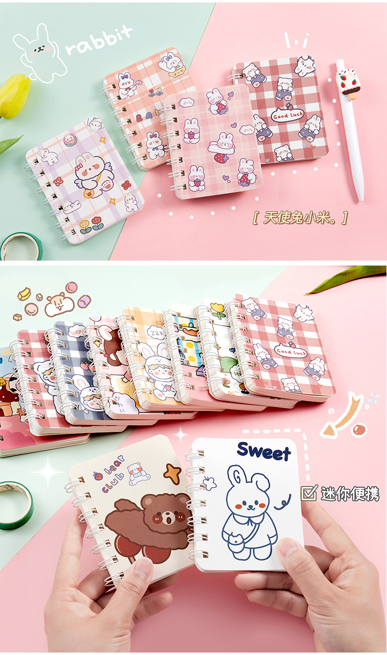 ins创意韩版线圈卡通迷你本子少女心可爱记事便捷口袋学习笔记本T详情12