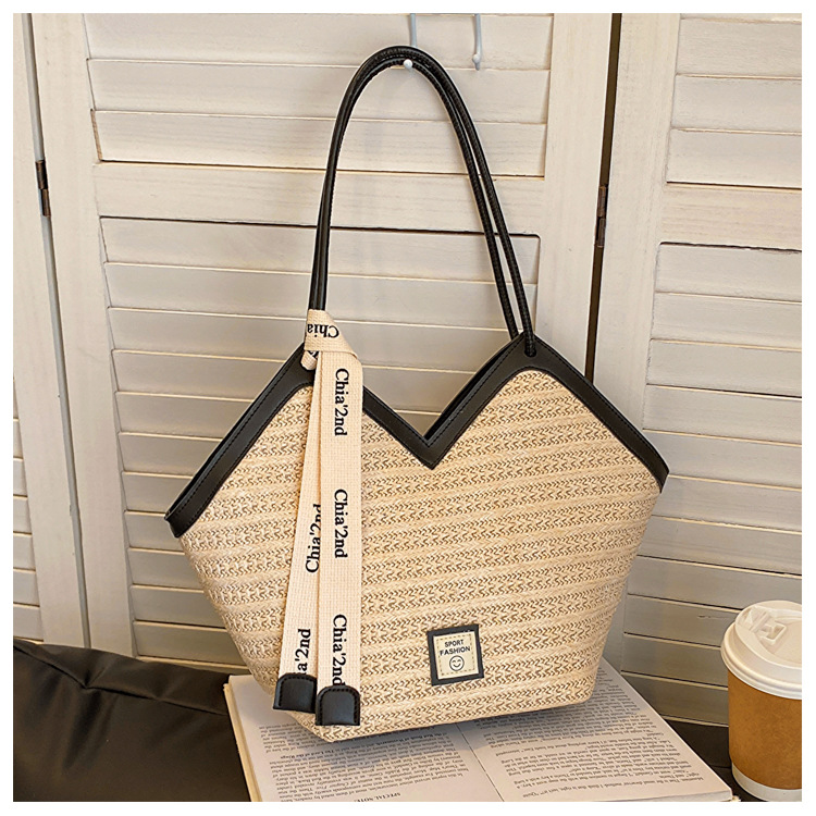 大容量托特包包女2025新款潮复古手提草编包百搭单肩编织包通勤包详情23