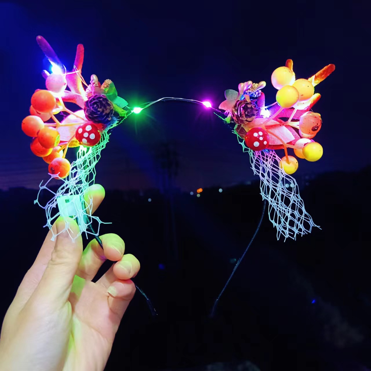 大鹿角梅花发箍圣诞发光羽毛头箍森系可爱节日装扮发夹地摊批发详情31