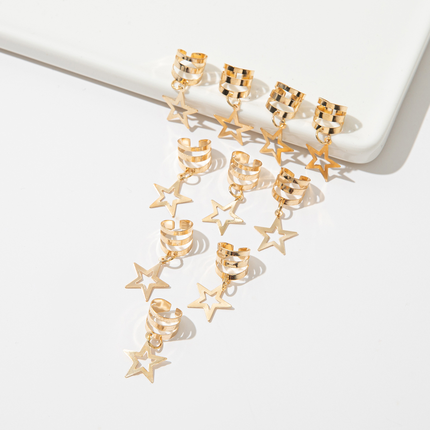 A 10-piece DIY hair accessory buckle set featuring cross-border dreadlocks, open hair bands, hollowed-out five-pointed stars, butterflies and hearts pic 5