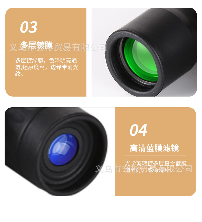 批发多型号望远镜 高清高倍微光夜视100X22 500x25户外双筒望远镜详情12