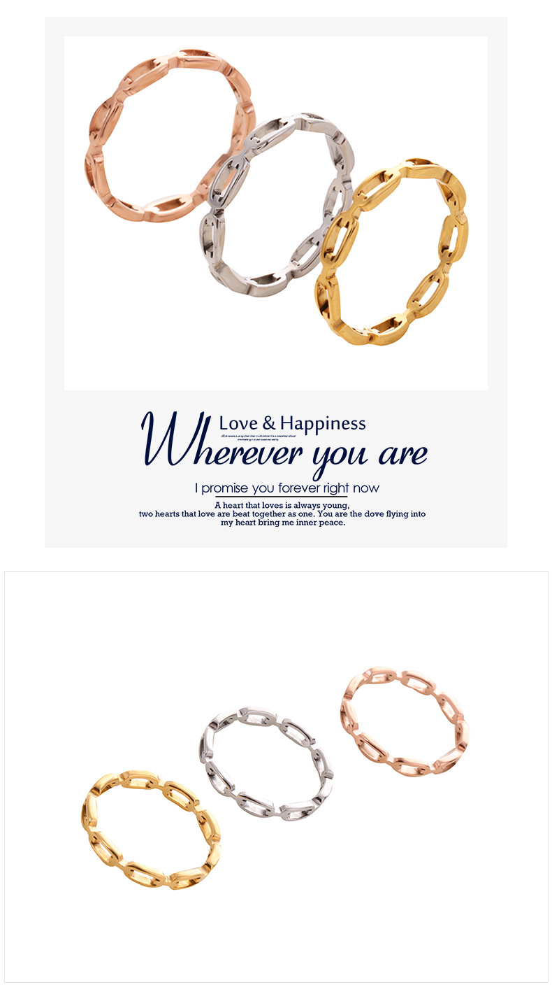 跨境 不锈钢情侣戒指 时尚个性镂空链条设计玫瑰金色钛钢饰品女详情12