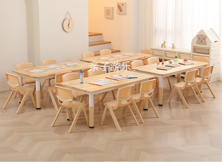 幼儿园儿童写字实木桌学习桌子宝宝玩具桌椅加厚升降橡木桌椅套装详情11