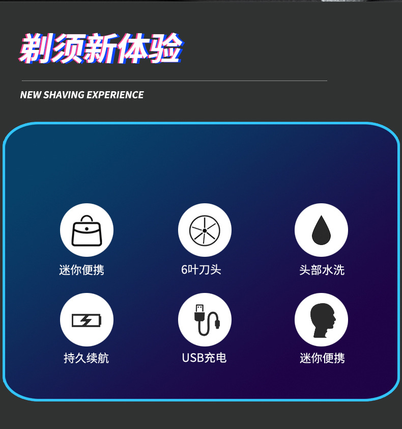 男士便携式男友刮胡刀全身水洗充电式胡须刀旅行款迷你电动剃须刀详情2