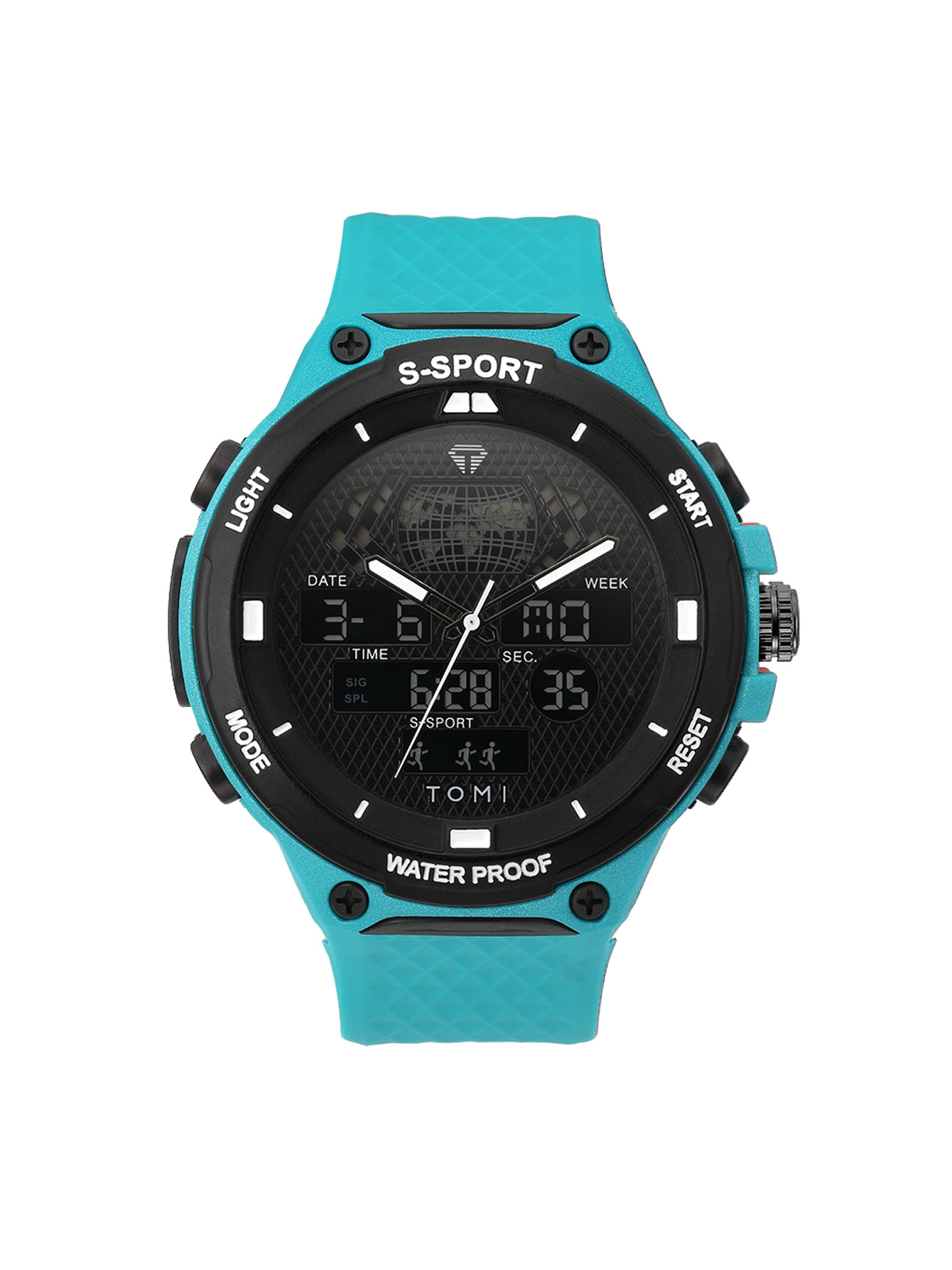 TOMI数字指针双显示创意休闲手表男士学生运动防水表高颜值石英表详情15