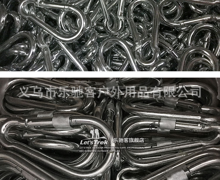 Q235铁镀锌挂钩带螺弹簧扣户外登山扣连接环宠物链条挂钩批发详情13