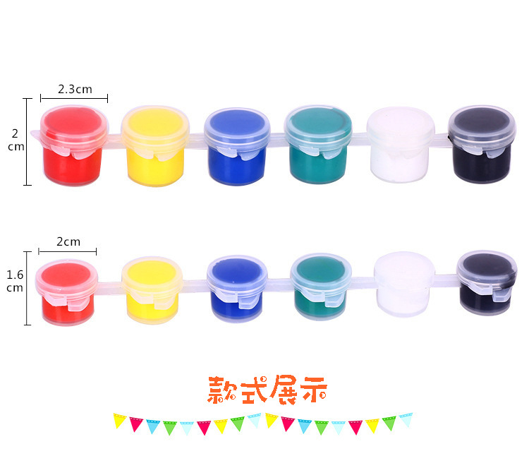 丙烯颜料厂家促销6色连体搪胶涂色绘画颜料环保儿童diy面具彩绘笔详情7