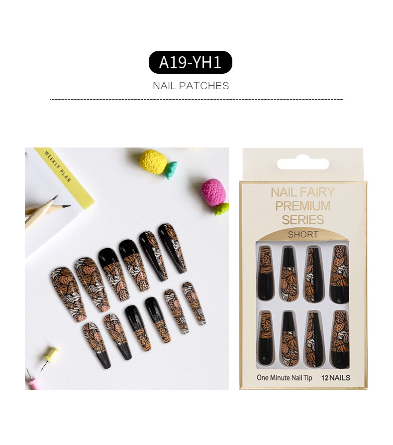 Wholesale of new European and American fake nail nail pads, animal leopard print printed ballet nails, wearable nail pads pic 3