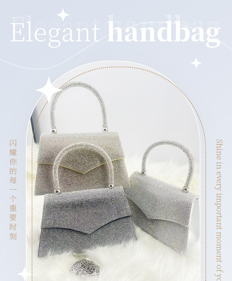 新款欧美时尚复古满钻链条小方包晚宴镶钻手提包斜挎包现货批发详情1