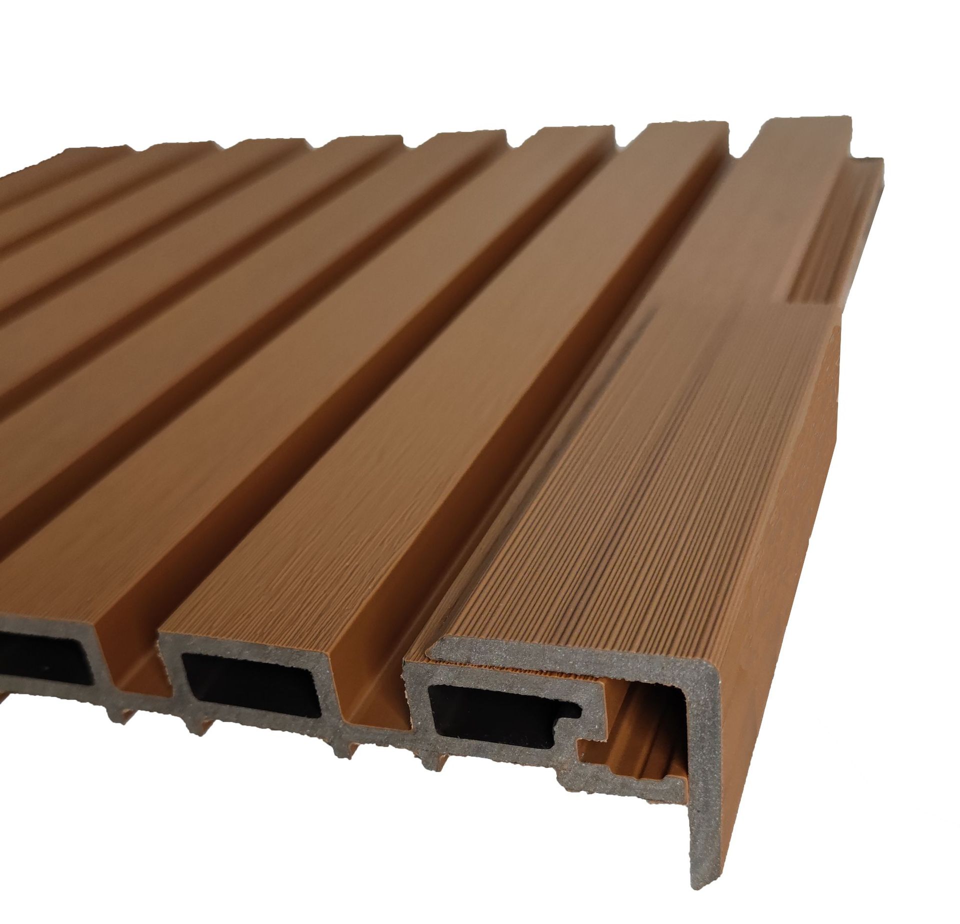 wpc grating wood-plastic Great Wall board, second-generation co-extruded wood-plastic wall panel, wood-plastic fence, outdoor courtyard pic 8