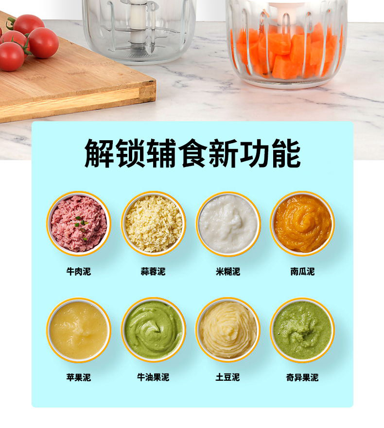 跨境家用料理机厨房多功能电动碎肉机绞肉机绞馅机辅食机全自动详情11