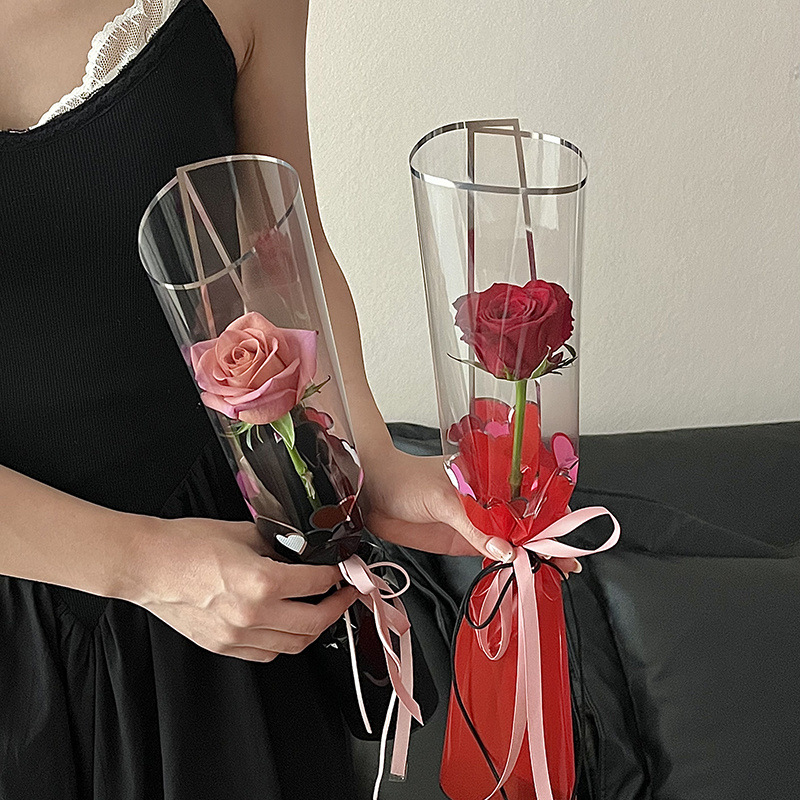 七夕乐乐心单支玻璃纸袋花束包装袋花店花艺玫瑰包花纸材料鲜花包装用品详情8