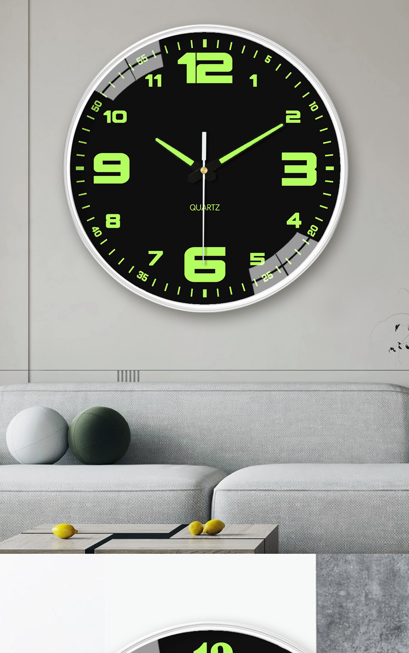 【8英寸20cm】挂钟家用客厅装饰夜光钟表时尚静音免打孔挂墙钟表详情9