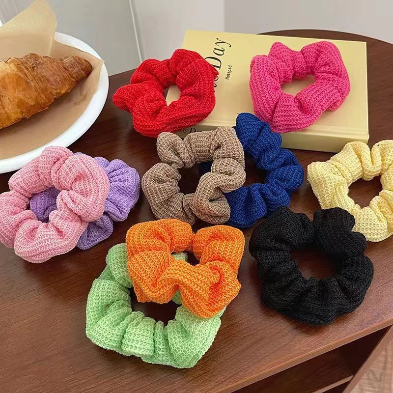 Colorful woolen knitted hair band and headband for women, simple and elegant, high-elasticity and durable leather band hair accessory pic 5