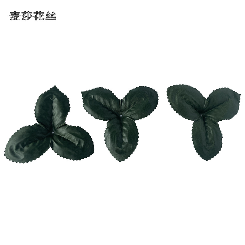 Green simulated triangular leaves, diy silk fabric artificial flower leaves, silk screen flower material accessories, simulated flower leaves and flowers pic 6