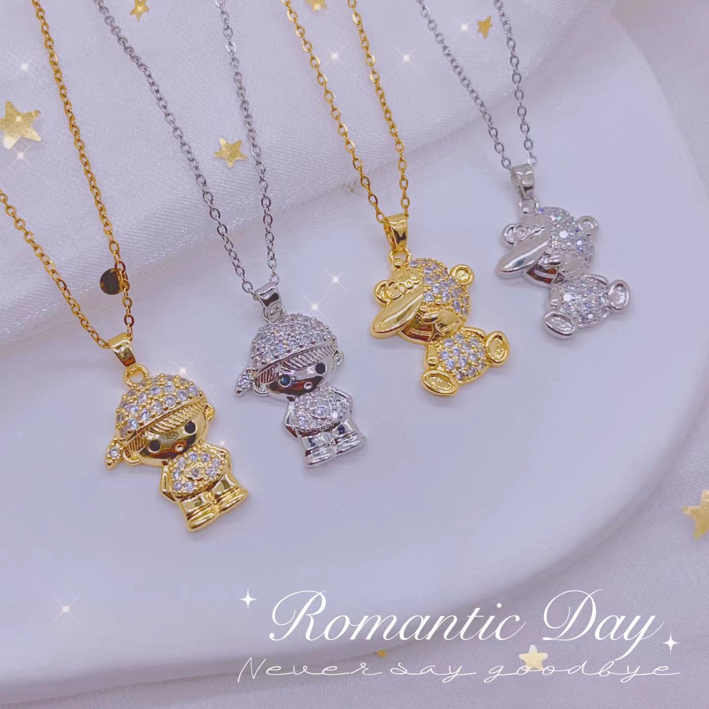 Ins-style simple and cute boy necklace, niche design, popular cross-border European and American neckwear, hat, boy collarbone chain pic 2