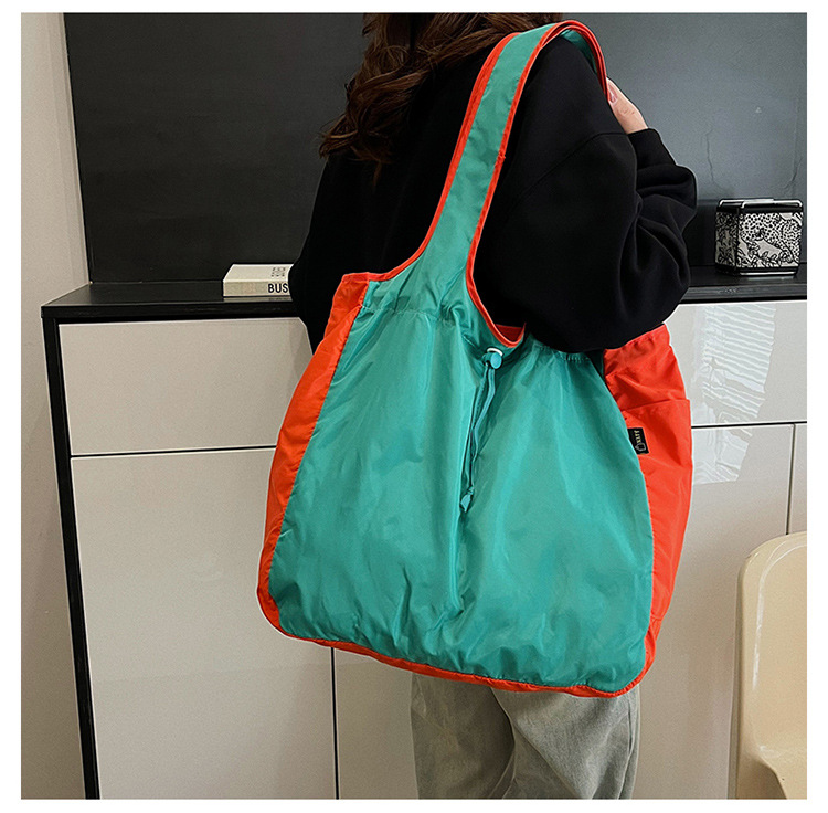 跨境可折叠购物袋双层手提加厚单肩包超市环保收纳袋子网兜买菜包详情34