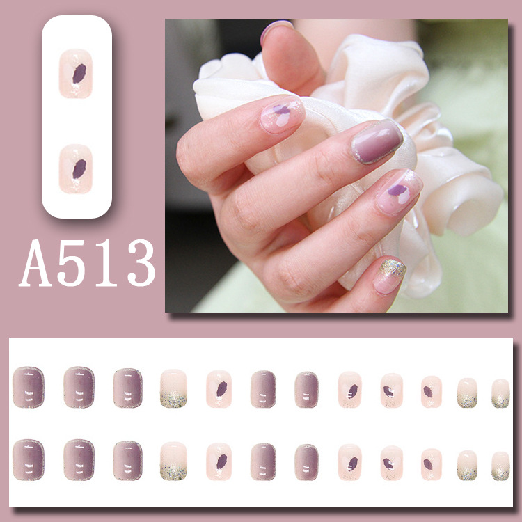 Wearable nail art pieces, artificial nail products, detachable, simple lemon ice transparent, popular online style Douyin nail art hair replacement pic 52